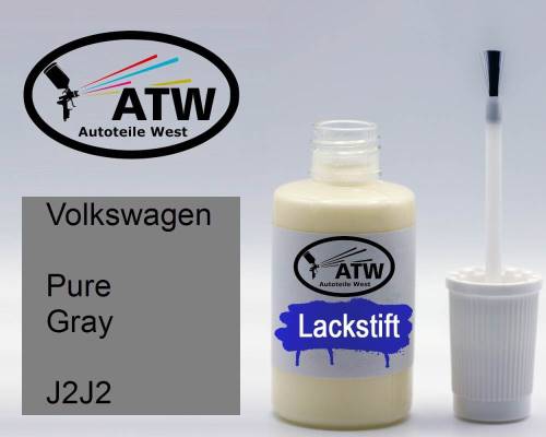 Volkswagen, Pure Gray, J2J2: 20ml Lackstift, von ATW Autoteile West.